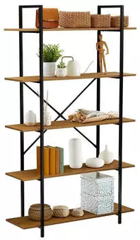 Caro M&ouml;bel MEDA B&uuml;cherregal Metall/MDF Wildeicheoptik Industrial 105x178x34cm (96013)