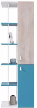 Mirjan24 Planet 05 Standregal mit 2 Türen, Eiche/Blau, 60x190x40cm