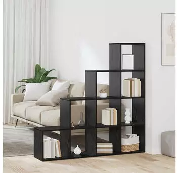 vidaXL Raumteiler B&uuml;cherregal Schwarz Eichen-Optik (879663)