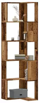 vidaXL Eck-B&uuml;cherregal 5 B&ouml;den Altholz-Optik 50x50x179cm (852589)