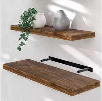 Casaria Schweberegal Massivholz Dunkle Eiche 70cm, 15kg Tragkraft (107749)