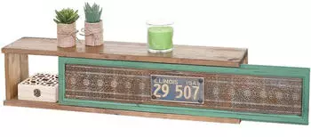 Mendler Wandregal HWC-A43 Tanne Holz massiv Vintage Patchwork 65x16x13cm (57076)