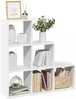 vidaXL Raumteiler-B&uuml;cherregal 3 Etagen Wei&szlig; 99x29x99cm Holzwerkstoff (857958)