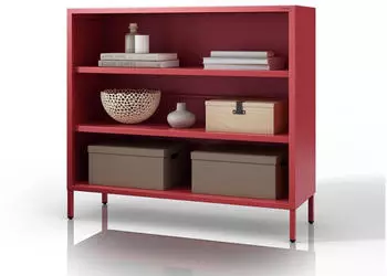 Jan Nowak Luca B&uuml;cherregal Metall, 3 F&auml;cher, 100x90x35cm, Rot (Luca)
