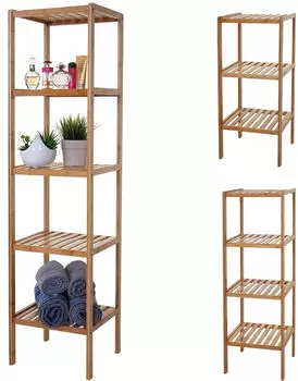 Mendler HWC-B18 Badregal Standregal Bambus 140x34x33cm (HWC-B18)