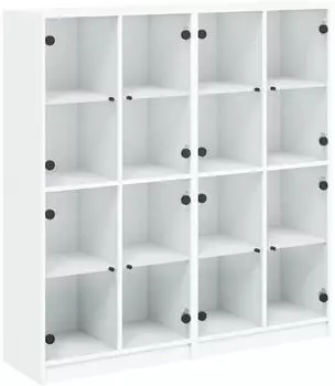 vidaXL B&uuml;cherschrank mit T&uuml;ren Wei&szlig; 136x37x142cm Holzwerkstoff (3206517)