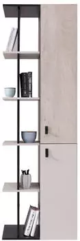 Mirjan24 Planet 05 Standregal 2 Türen, Eiche/Schwarz, Holzwerkstoff, 60x190x40cm