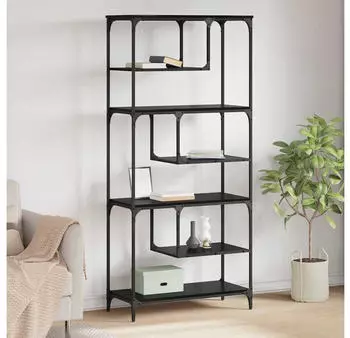 vidaXL B&uuml;cherregal Schwarz Eichen-Optik 81x36x176cm Holzwerkstoff (882837)