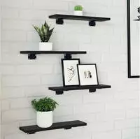 vidaXL Regalbrett 4 pcs Schwarz 40 x 10 x 1,5 cm Holzwerkstoff