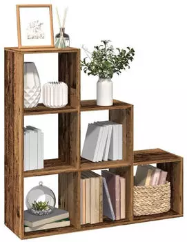 vidaXL Raumteiler-B&uuml;cherregal 3 Etagen Altholz-Optik 99x29x99cm (857965)