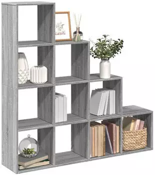 vidaXL Raumteiler-B&uuml;cherregal 4 Stufen Grau Sonoma 131,5x29x131,5cm (857972)