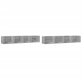 vidaXL Wandschr&auml;nke 2 Stk. Grau Sonoma 99x18x16,5cm Holzwerkstoff (840454)