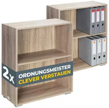 Casaria Vela B&uuml;cherregal 2er-Set, Eiche, MDF, 77x60x28cm, 150kg (996565)