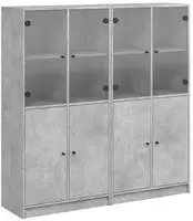vidaXL B&uuml;cherschrank mit T&uuml;ren Betongrau 136x37x142 cm Holzwerkstoff