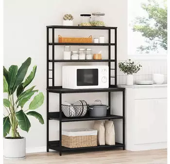 vidaXL K&uuml;chenregal Holzwerkstoff Schwarz Eichen-Optik 100x40x168cm