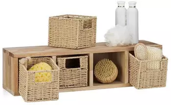 Relaxdays W&uuml;rfelregal Walnuss 8 F&auml;cher mit K&ouml;rben, 2-teilig