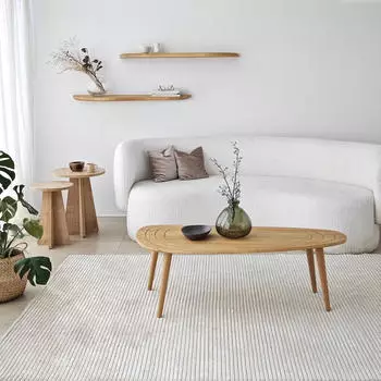 Hanah Home Wavy 2 Wandregal Massivholz Eiche 100x25cm (552NOS2442)
