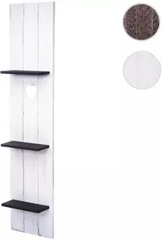 Mendler HWC-C92 Wandregal 3 Ebenen 150x33x13cm Massivholz Vintage wei&szlig;/dunkelgrau (61941)