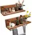 Mein-Regal Wandregal Kim 2er-Set, Paulownia Holz, mit Handtuchhalter, 40x10x10cm