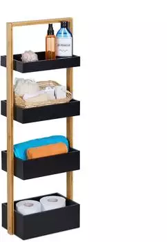Relaxdays Standregal 4 Ablagen, Bambus/MDF (30x18x88cm)