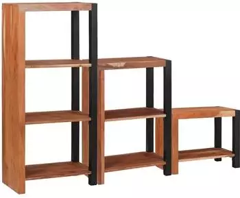 vidaXL B&uuml;cherregal 3-tlg. braun Akazien-Massivholz 50x30x110cm (3321522)