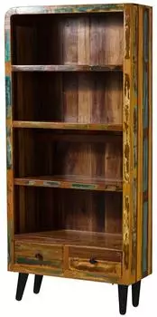 Massivmoebel24 SIXTIES #107 Regal Altholz mehrfarbig lackiert 90x35x180cm (09-350-815-0007)