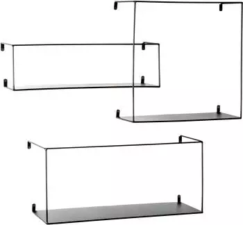 HAKU Wandregal 3er-Set, Metall, schwarz (23518)