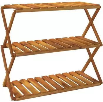vidaXL Klappregal 3 B&ouml;den, Akazien-Massivholz, braun, 70x31x63cm (153328)