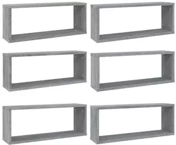 vidaXL W&uuml;rfelregal 6er-Set grau Sonoma 60x15x23 cm Holzwerkstoff (815929)