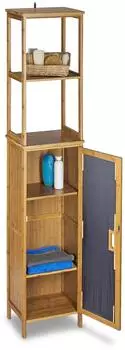 Relaxdays Badregal Bambus, freistehend, 5 F&auml;cher, natur