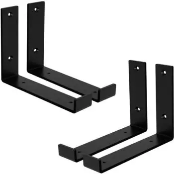 ML-Design Regalwinkel L-Form, Metall, schwarz, 4er-Set (20x4x14cm)