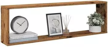 vidaXL W&uuml;rfel-Wandregale 2 Stk., Altholz-Optik, 100x15x30cm, Holzwerkstoff (856582)
