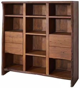 Massivmoebel24 Pure Acacia B&uuml;cherregal Akazienholz massiv, braun lackiert, 142x45x147cm (09-310-886-2012)