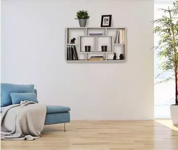 Finebuy PAOLA Wandregal, MDF-Holz, offen, Sonoma/grau (SuVa7083_1)
