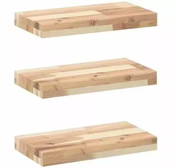 vidaXL Schweberegale 3er-Set 60x20x4cm Akazien-Massivholz unbehandelt (3279421)