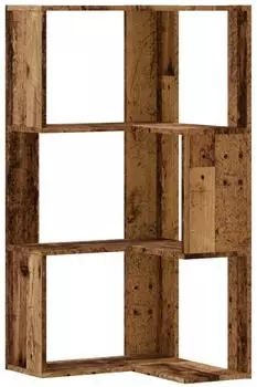 vidaXL Eck-B&uuml;cherregal 3 B&ouml;den Altholz-Optik 50x50x102cm (852598)