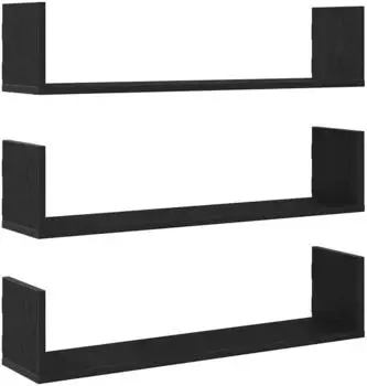 vidaXL Wandregale 3er-Set Holzwerkstoff schwarz Eichen-Optik 80x18x18cm (868072)