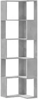 vidaXL Eck-B&uuml;cherregal 5 B&ouml;den Betongrau 50x50x179 cm Holzwerkstoff