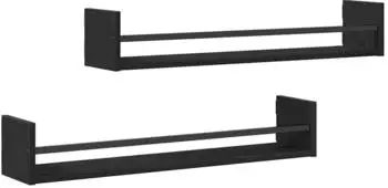 vidaXL Wandregale 2er-Set 80x16x14cm schwarz Eichen-Optik Holzwerkstoff (869087)