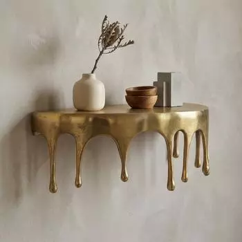 Finebuy Drops Wandregal 35cm, Aluminium, gold (FB77611)