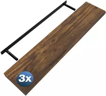 Casaria Schweberegal 3er-Set 110cm, MDF, dunkle Eiche (997085)