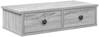 vidaXL Wandregal mit Schubladen grau Sonoma 60x28x15cm Holzwerkstoff (859946)