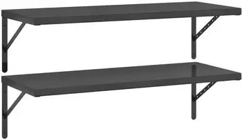 vidaXL Wandregal 2er-Set 100x40cm, Edelstahl, schwarz (3214511)