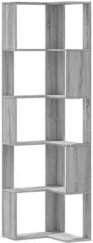 vidaXL Eck-B&uuml;cherregal 5 B&ouml;den, Grau Sonoma, 50x50x179cm (852587)