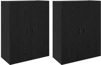 vidaXL Wandschrank 2er-Set schwarz Eichen-Optik 69,5x34x90cm (3394553)