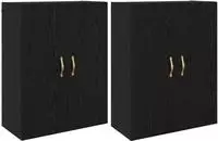 vidaXL Wandschrank 2 Stk. Schwarz Eichen-Optik 69,5 x 34 x 90 cm