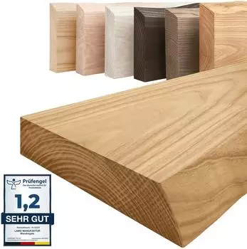 LAMO Manufaktur Pure Wandregal Massivholz Baumkante, natur, 140cm (SW10773.23)