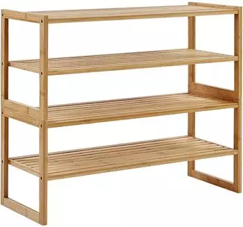 Beliani Uvalda Badregal Bambus hellbraun, 4 Fächer (Uvalda)