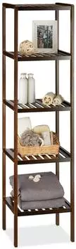 Relaxdays Badregal Bambus, 5 Ablagen, dunkelbraun, 34,5x33x139,5cm