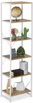 Relaxdays Standregal Holzwerkstoff und Metall, weiß, 50x180x35cm